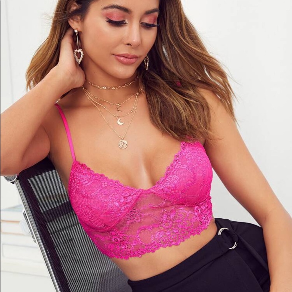 NWOT hot pink lace bralette/cami